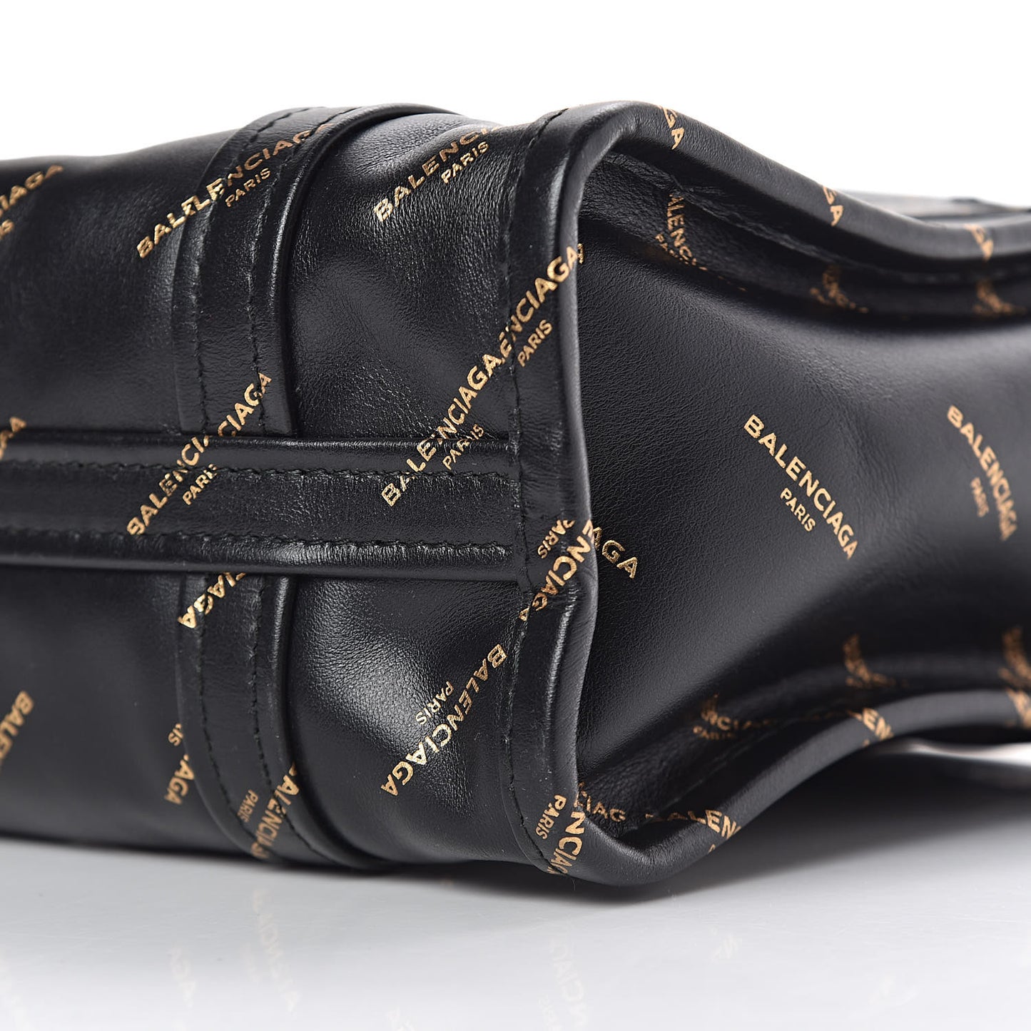 Calfskin Allover Logo XS Bazar Shopper Tote Black Gold