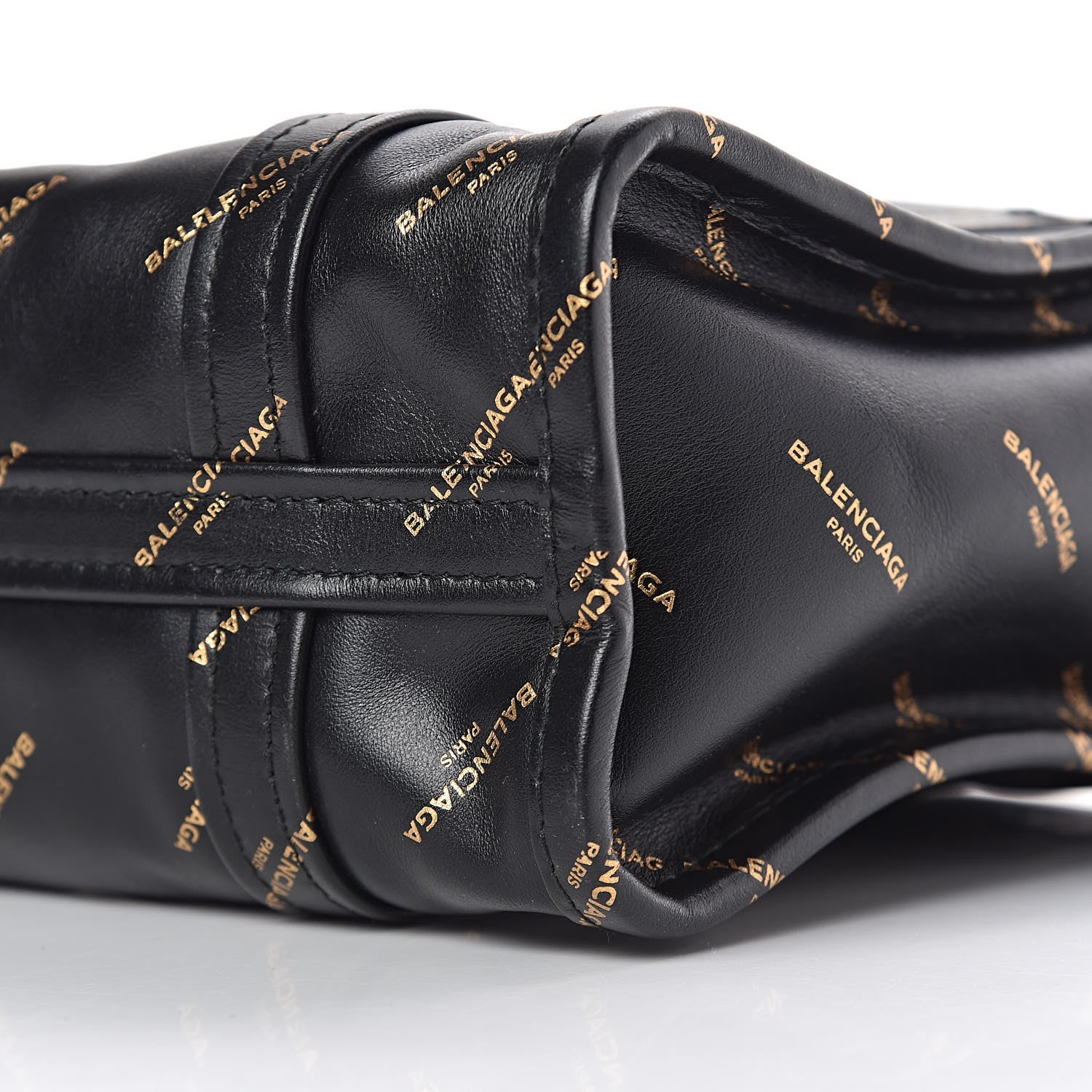 Balenciaga Calfskin Allover Logo XS Bazar Shopper Tote Black Gold 10 of 10