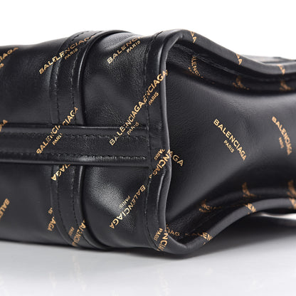 Balenciaga Calfskin Allover Logo XS Bazar Shopper Tote Black Gold 10 of 10