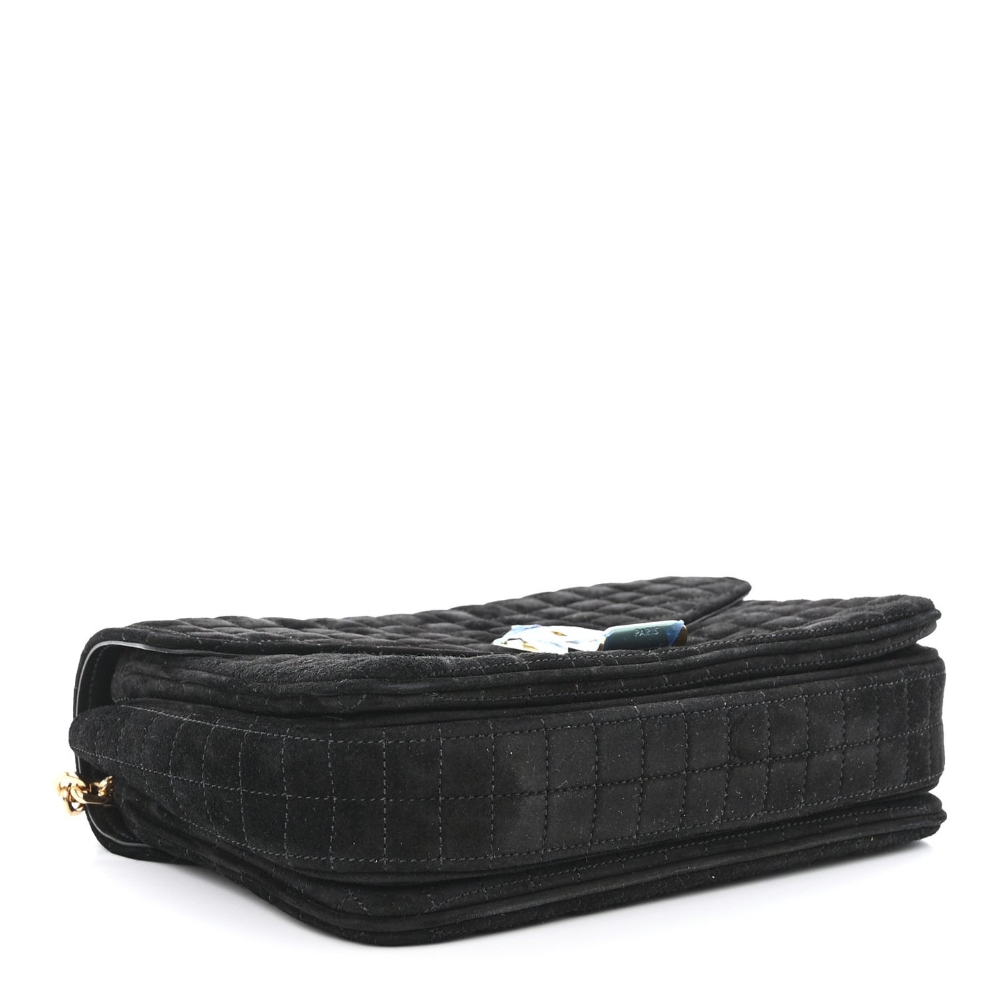 Suede Quilted Medium C Bag Black