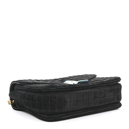 Celine Suede Quilted Medium C Bag Black 4 of 11