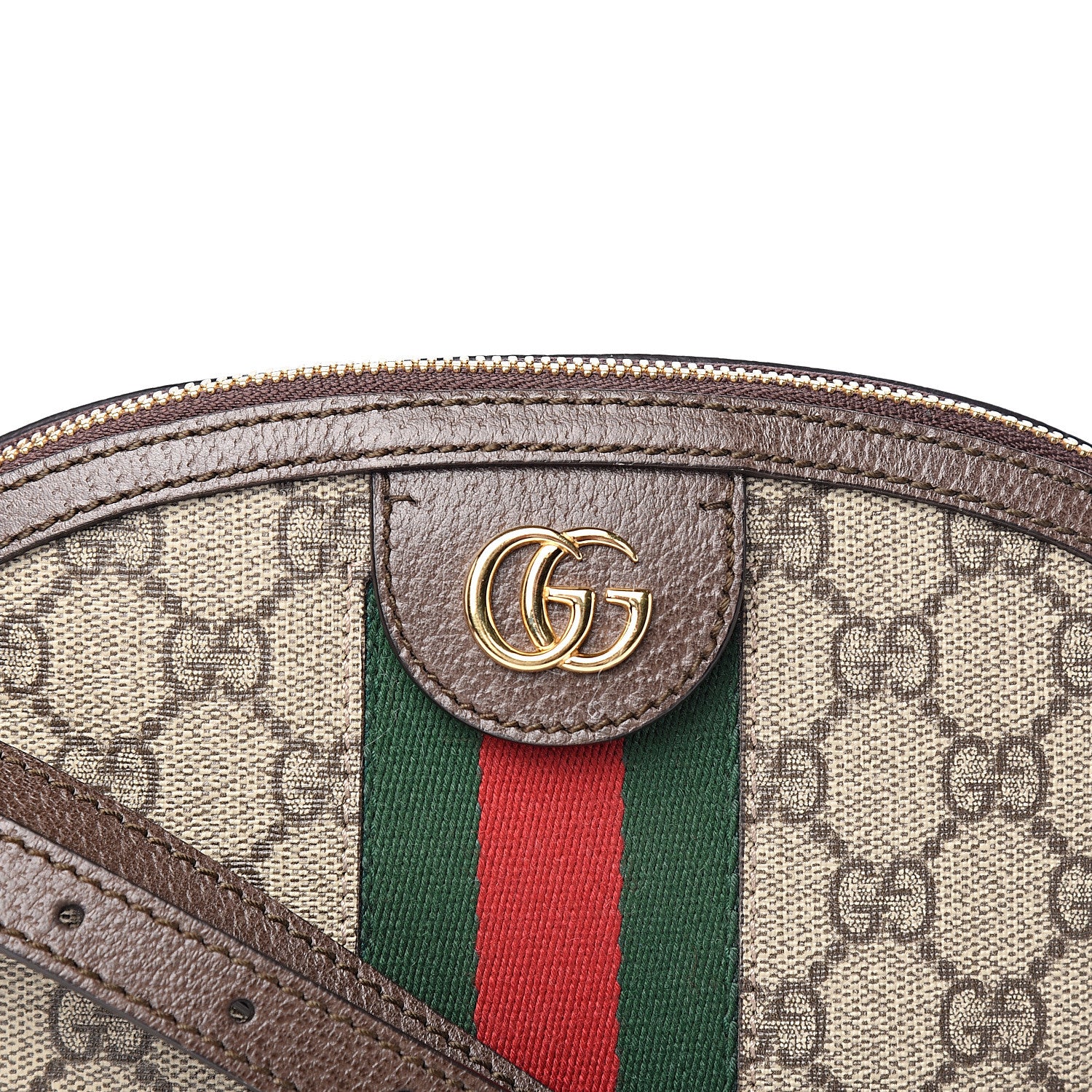 Gucci GG Supreme Monogram Textured Dollar Calfskin Web Small Ophidia Dome Shoulder Bag Beige Ebony New Acero 9 of 9