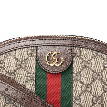 Gucci GG Supreme Monogram Textured Dollar Calfskin Web Small Ophidia Dome Shoulder Bag Beige Ebony New Acero 9 of 9