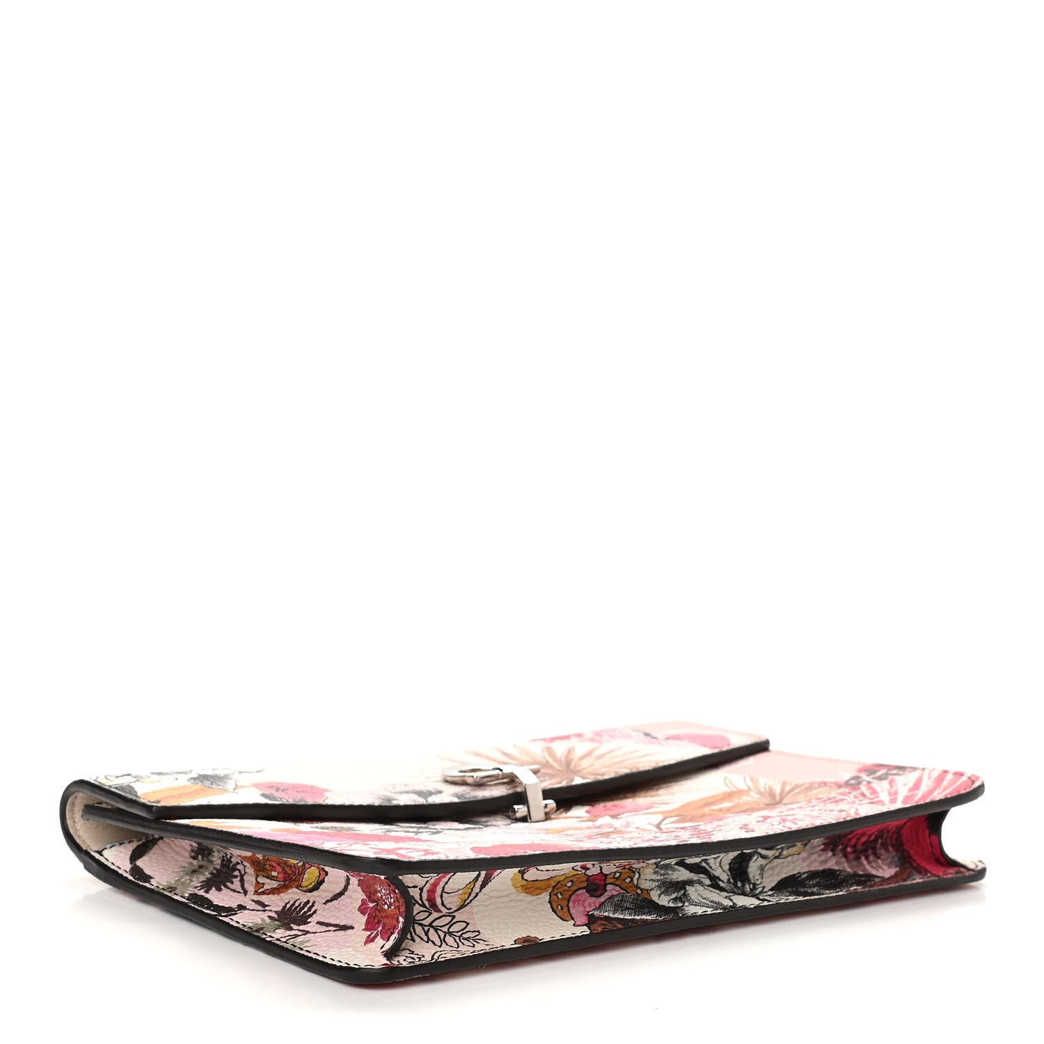 Salvatore Ferragamo Calfskin Floral Print Clutch White Multicolor 4 of 9