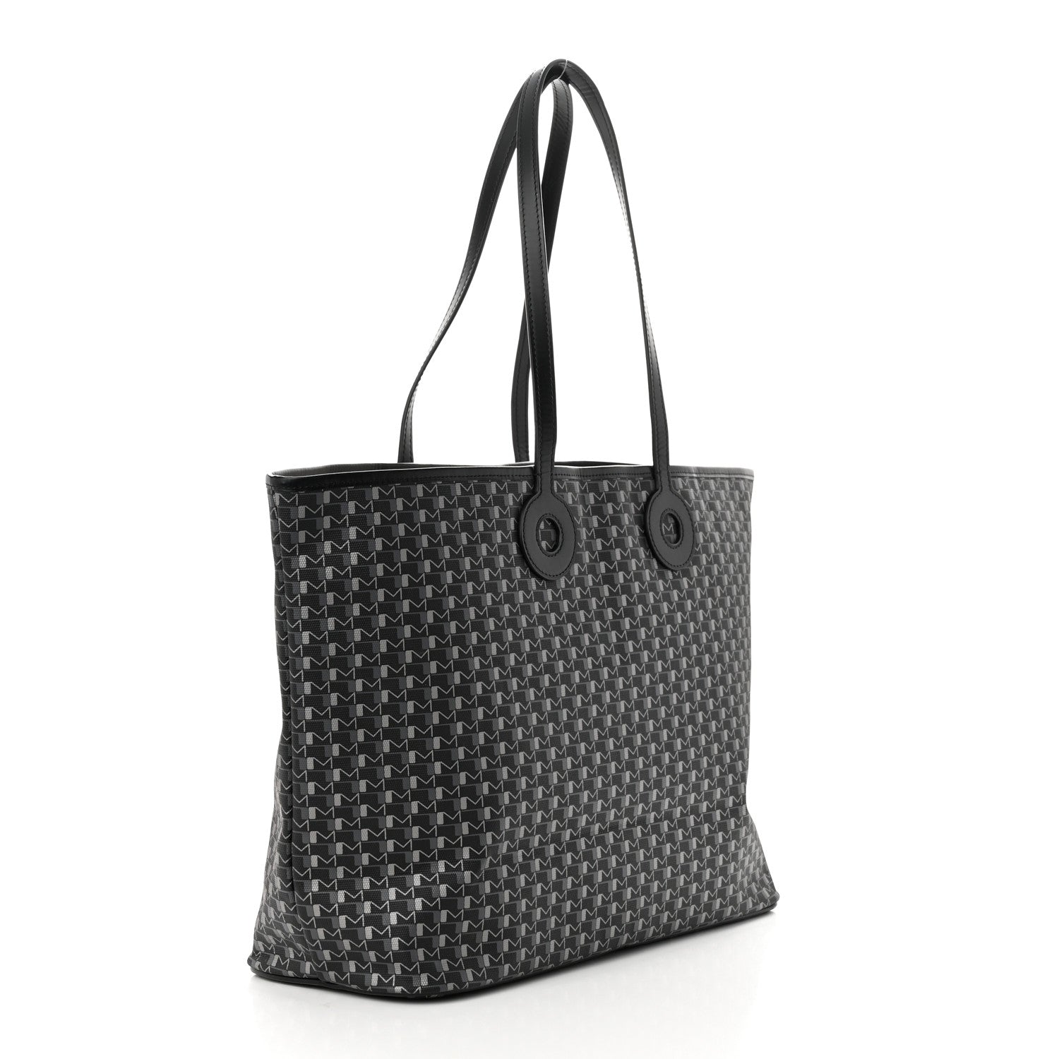Moynat Grained Calfskin Canvas 1920 Oh! Tote Ruban GM Carbon Silver 3 of 10