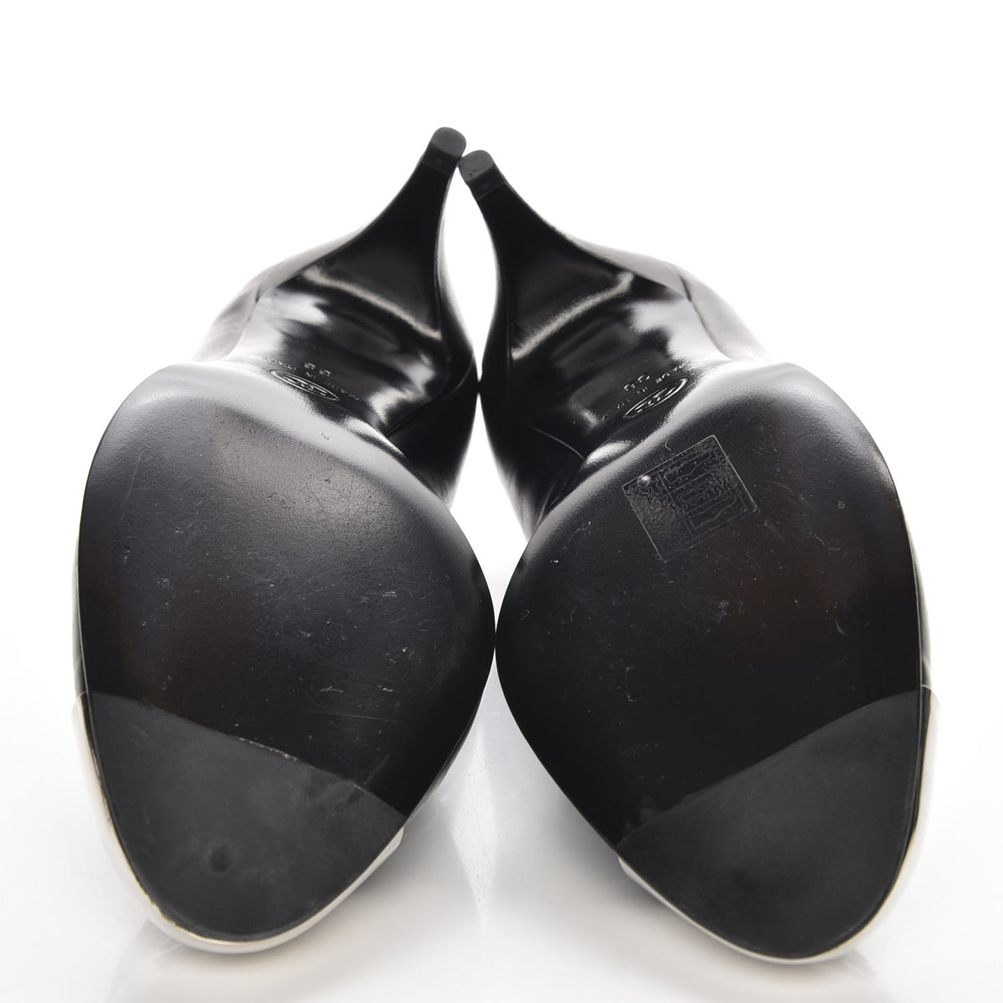 Calfskin Metal Cap Toe CC Pumps 38 Black