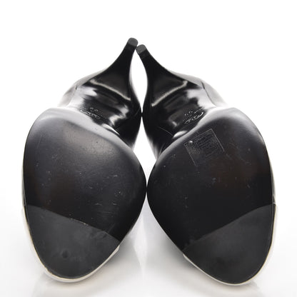 Chanel Calfskin Metal Cap Toe CC Pumps 38 Black 5 of 10
