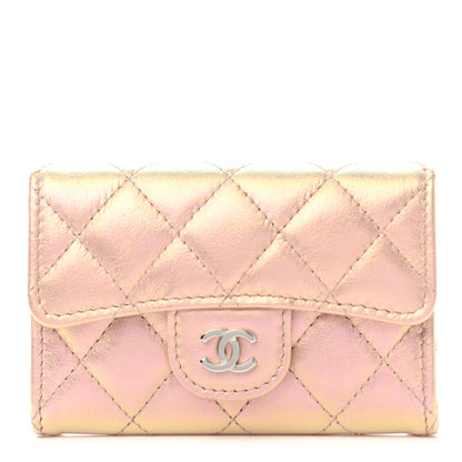Chanel Iridescent Calfskin Quilted Flap Card Holder Wallet Pink 1 of 8