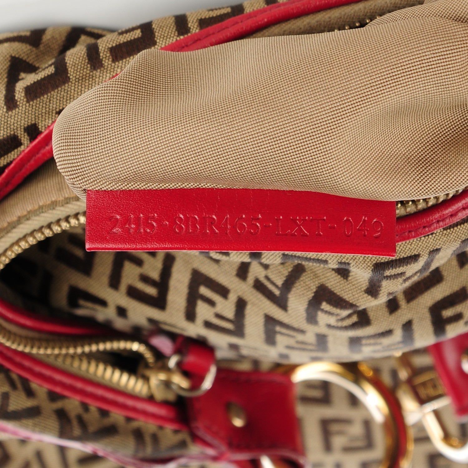 Fendi Zucchino Cuoio Chef Hobo Mogano Panna Rosso 7 of 8