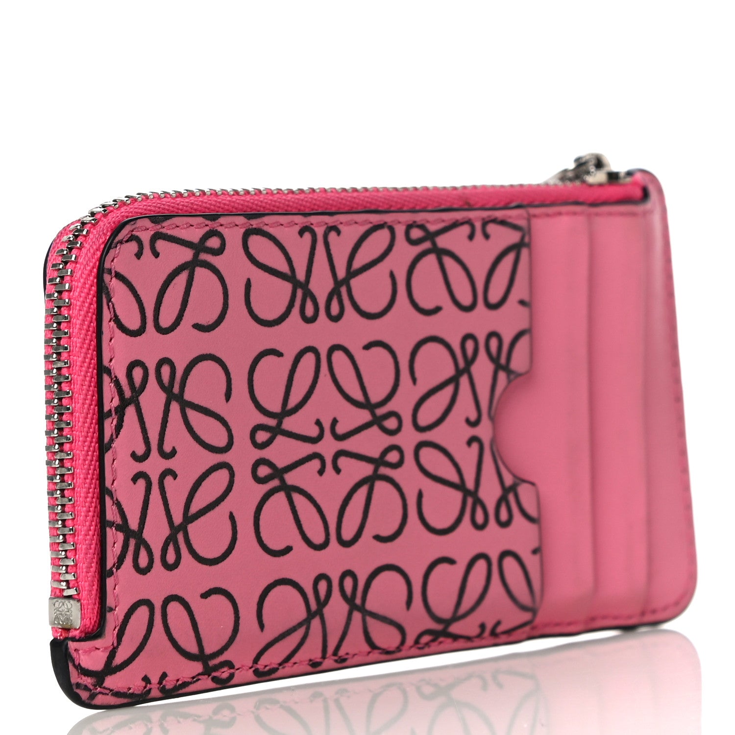Loewe Engraved Calfskin Anagram Coin Card Holder Wild Rose 3 of 14