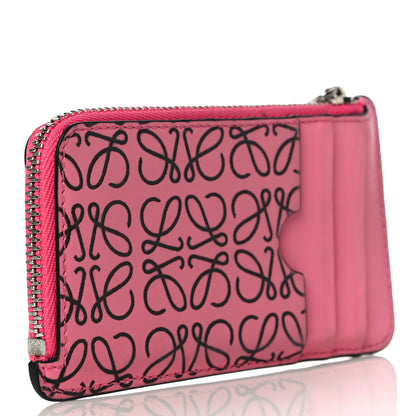 Loewe Engraved Calfskin Anagram Coin Card Holder Wild Rose 3 of 14