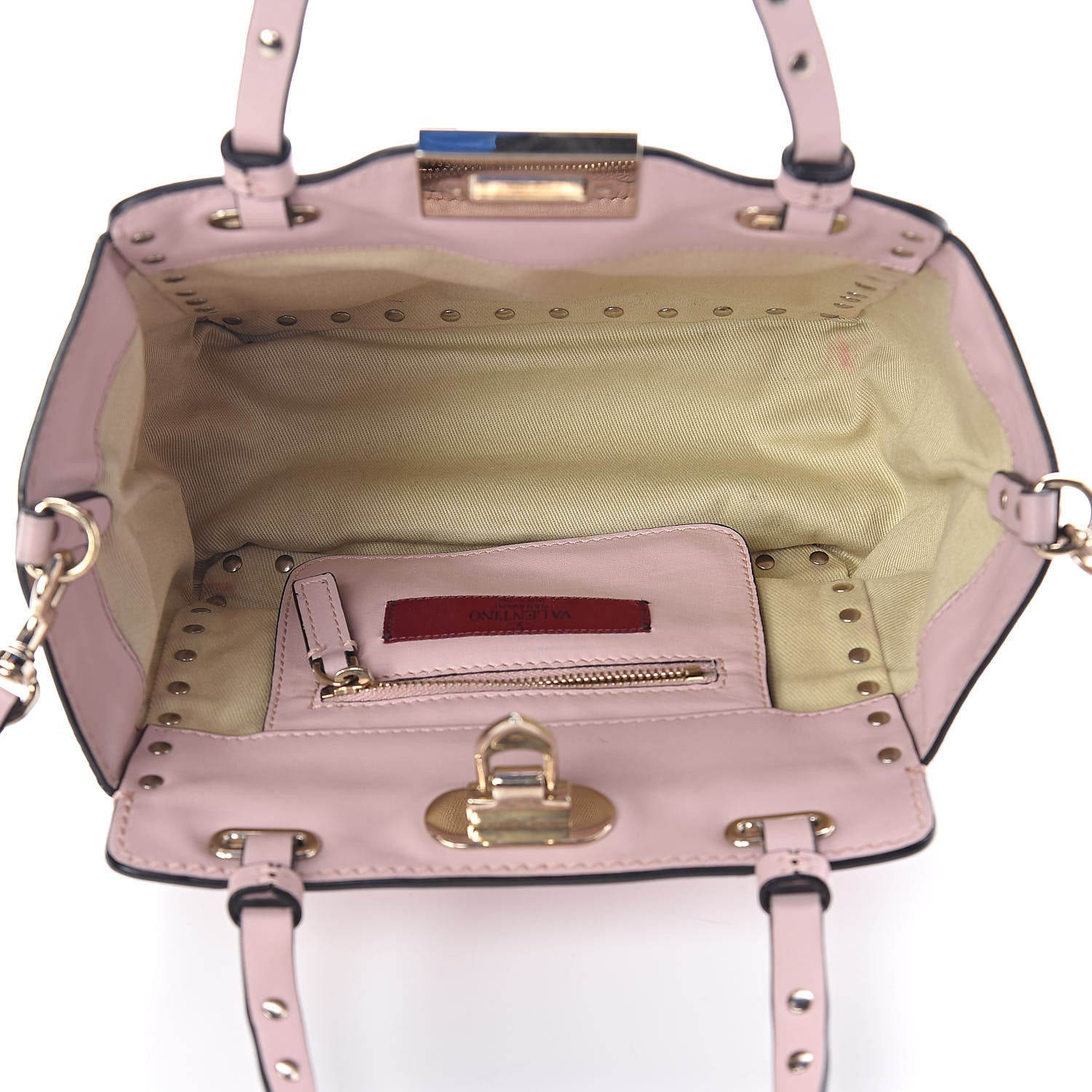 Valentino Garavani Vitello Mini Rockstud Tote Water Rose 5 of 9