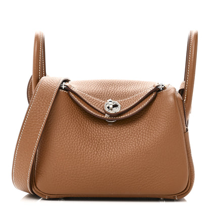 Hermes Taurillon Clemence Mini Lindy 20 Gold 1 of 11