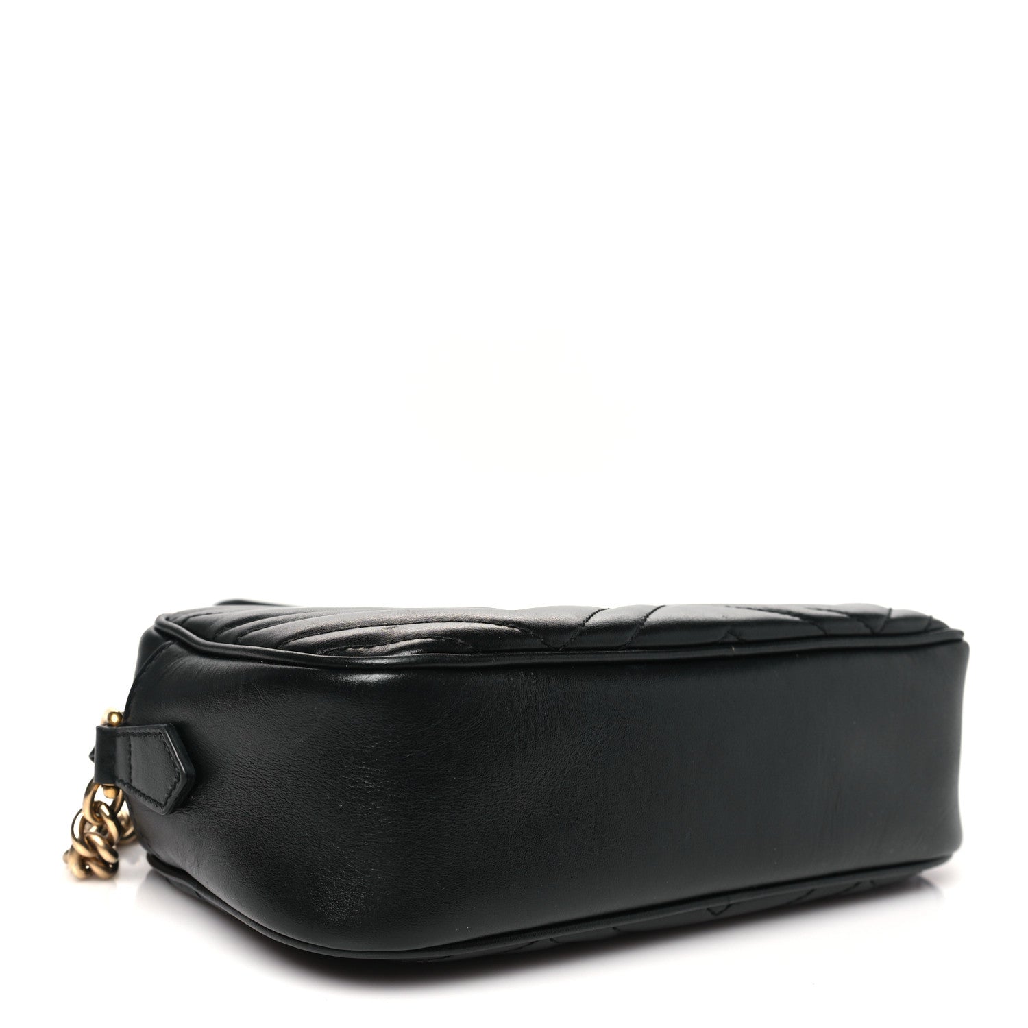 Gucci Calfskin Matelasse Small GG Marmont Chain Shoulder Bag Black 4 of 12