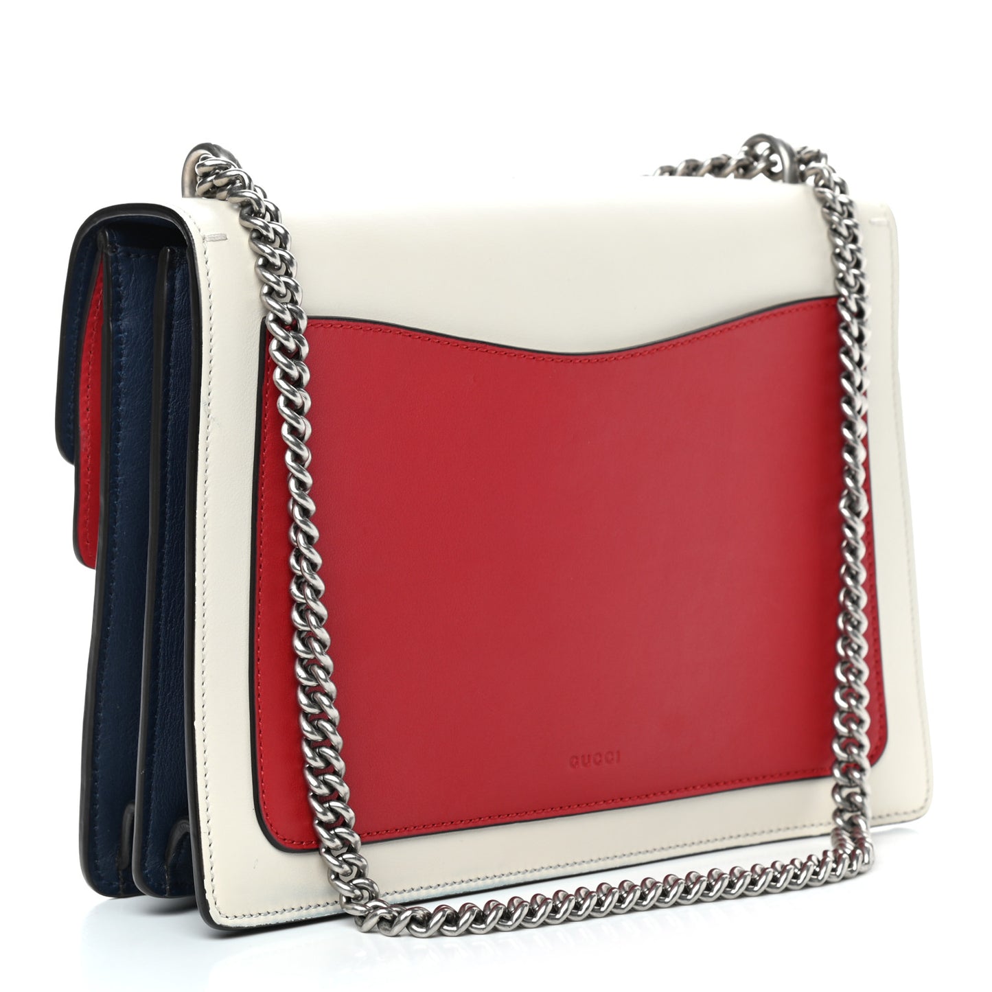 Calfskin Panther Embroidered Medium Dionysus Shoulder Bag White Blue Hibiscus Red