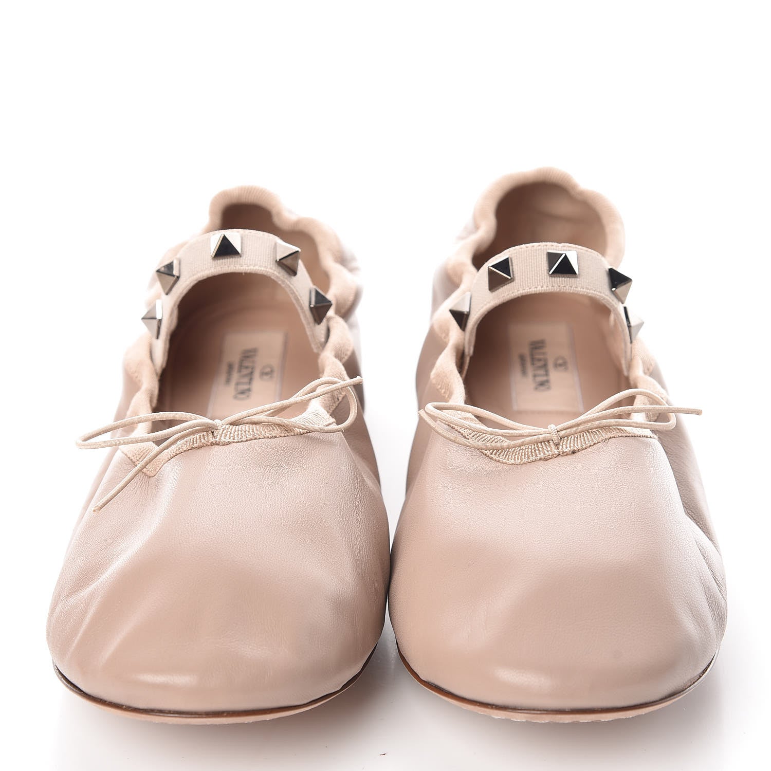 Valentino Garavani Nappa Rockstud Cross Strap Ballerina Flat 39.5 Poudre Beige 2 of 10