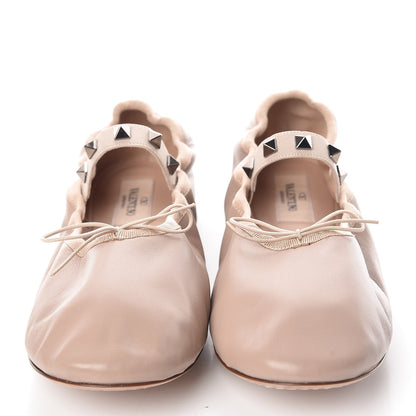 Valentino Garavani Nappa Rockstud Cross Strap Ballerina Flat 39.5 Poudre Beige 2 of 10