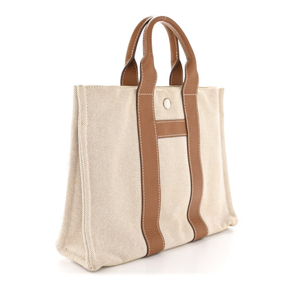 Hermes Toile Taurillon Clemence Sac Harnais Tote PM Beige Gold 3 of 13