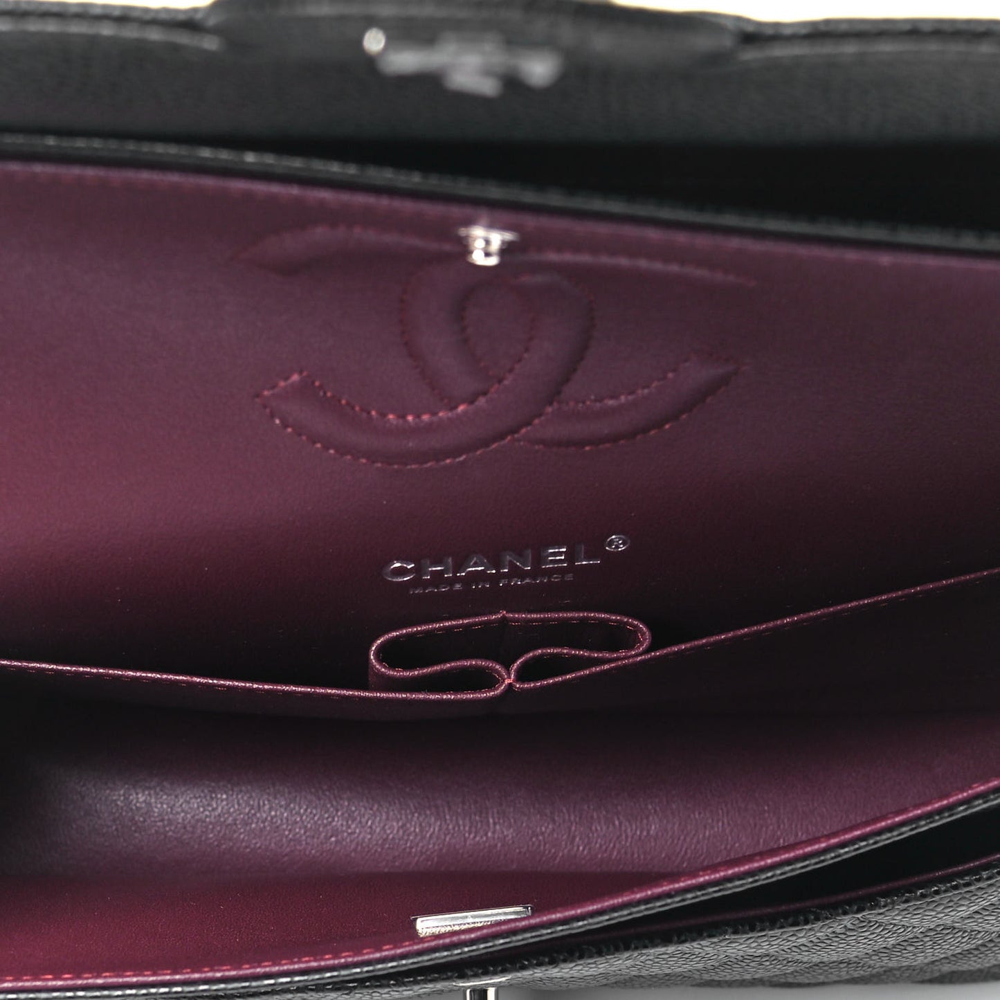 Caviar Quilted Medium Double Flap Black