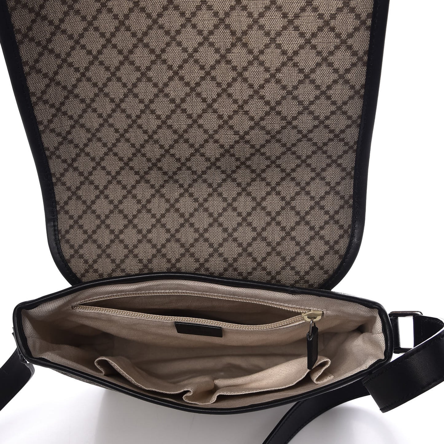 Diamante Flap Messenger Bag Beige Black