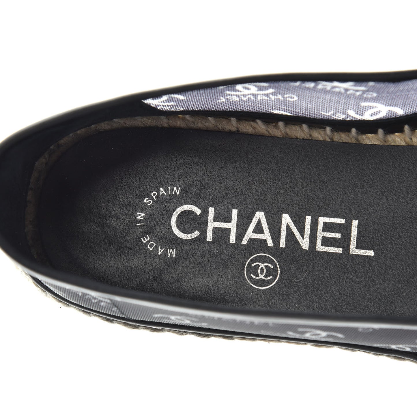Mesh Grosgrain CC Espadrilles 38 Black White
