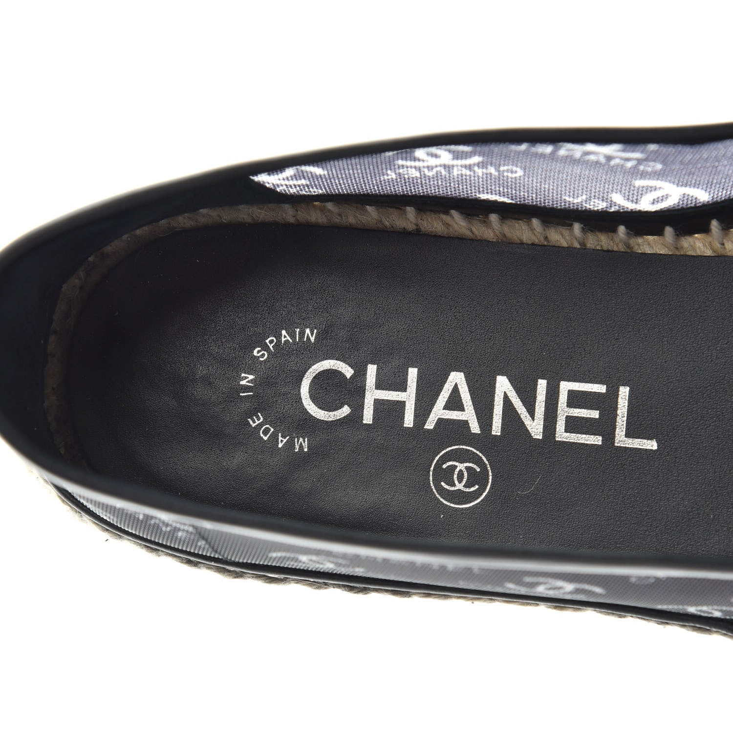 Chanel Mesh Grosgrain CC Espadrilles 38 Black White 8 of 10