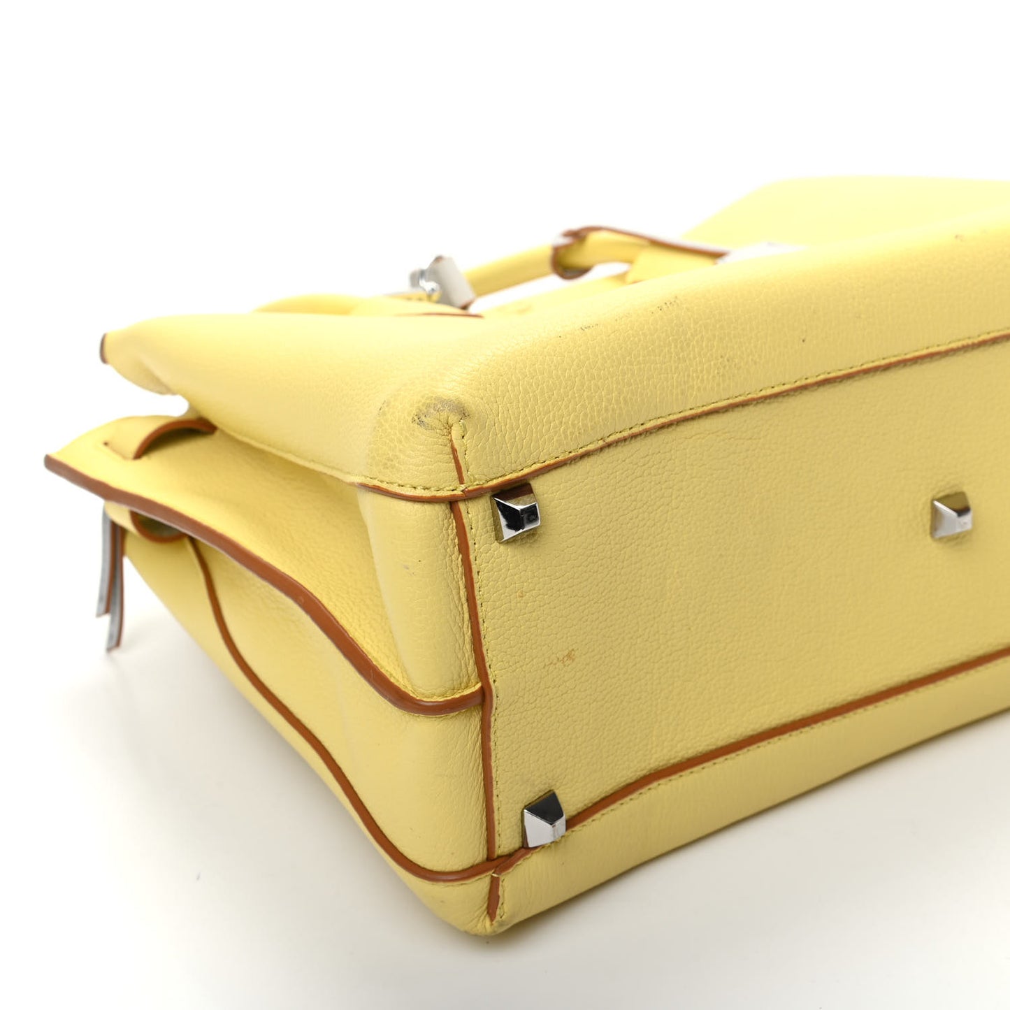 Grained Calfskin Medium Milla Tote Custard Yellow