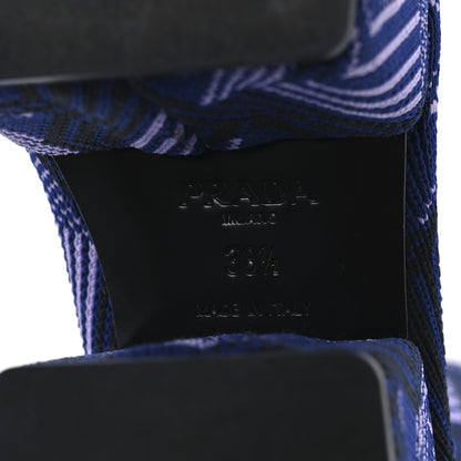 Prada Jacquard Knit Platform Ankle Boots 38.5 Bluette Glicine 8 of 10