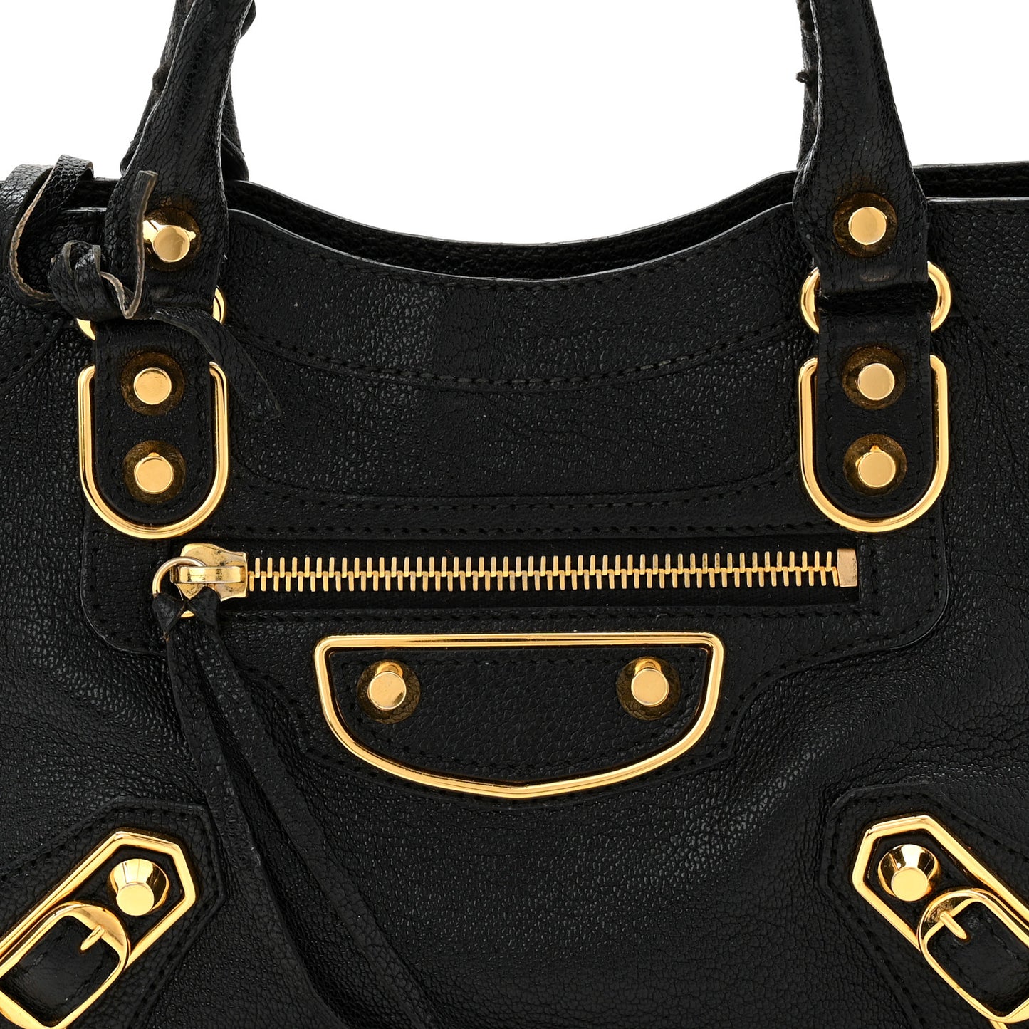 Chevre Gold Metallic Edge Hardware Mini City Black