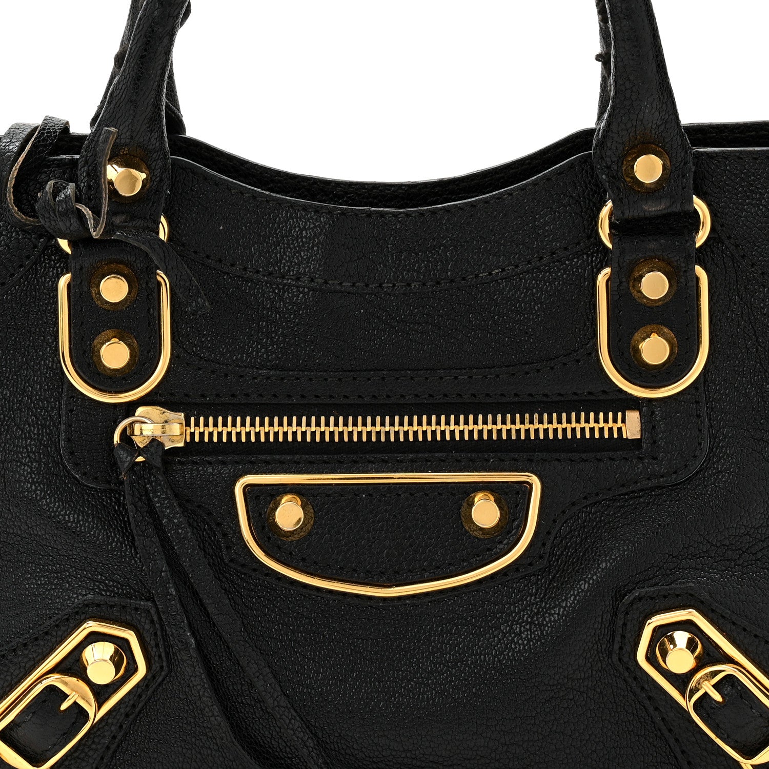 Balenciaga Chevre Gold Metallic Edge Hardware Mini City Black 9 of 11