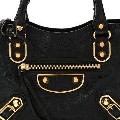 Balenciaga Chevre Gold Metallic Edge Hardware Mini City Black 9 of 11