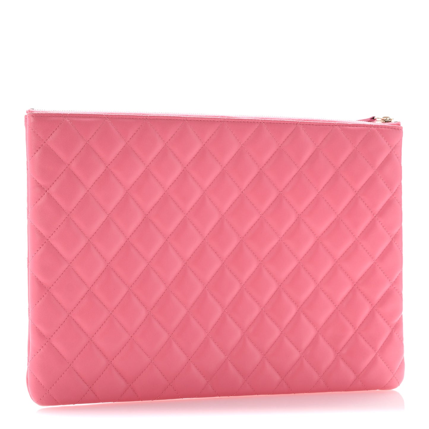 Lambskin Quilted Charms Large Cosmetic Case  Dark Pink