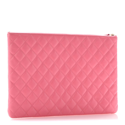 Chanel Lambskin Quilted Charms Large Cosmetic Case  Dark Pink 3 of 11