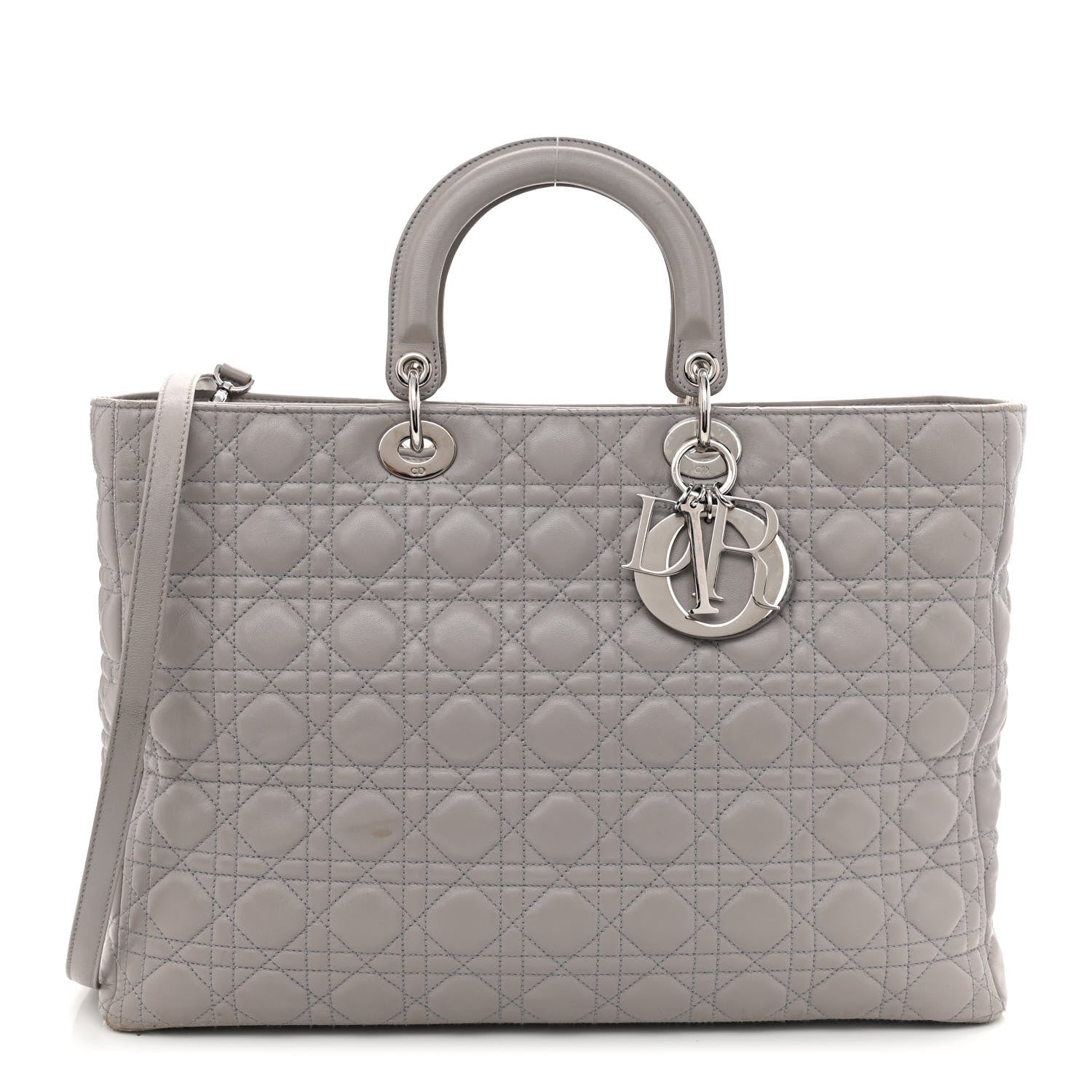Christian Dior Lambskin Cannage XL Lady Dior Light Grey 1 of 16