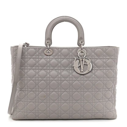 Christian Dior Lambskin Cannage XL Lady Dior Light Grey 1 of 16