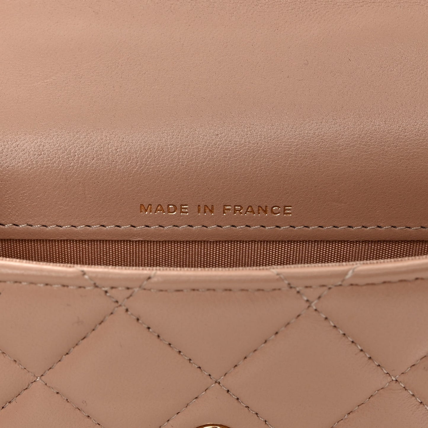 Lambskin Quilted Top Handle Flap Coin Purse With Chain Beige