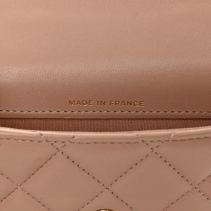 Chanel Lambskin Quilted Top Handle Flap Coin Purse With Chain Beige 7 of 11