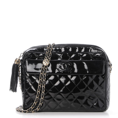 Chanel Patent Quilted Tassel Camera Case Black 1 of 10