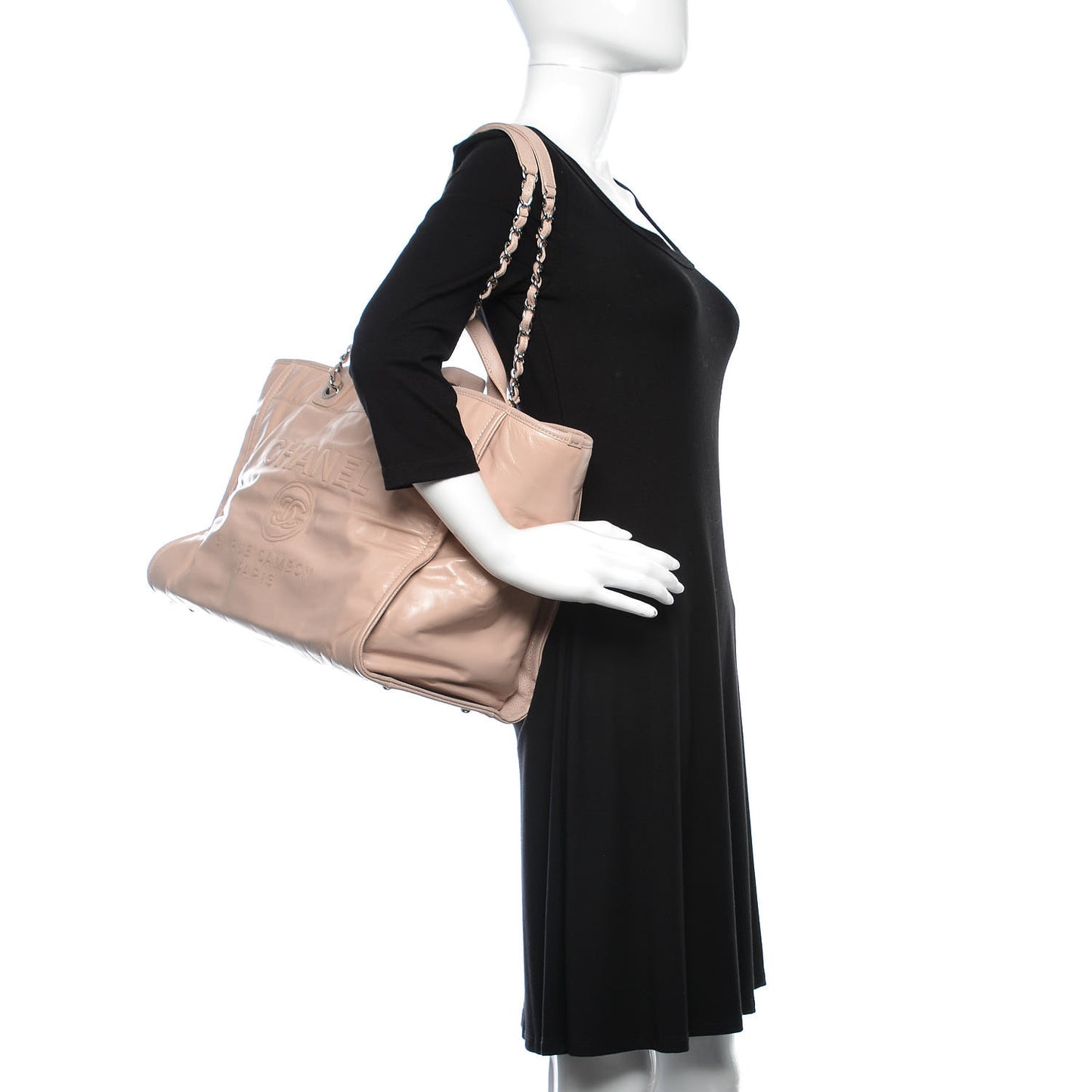 Glazed Calfskin Large Deauville Tote Light Pink