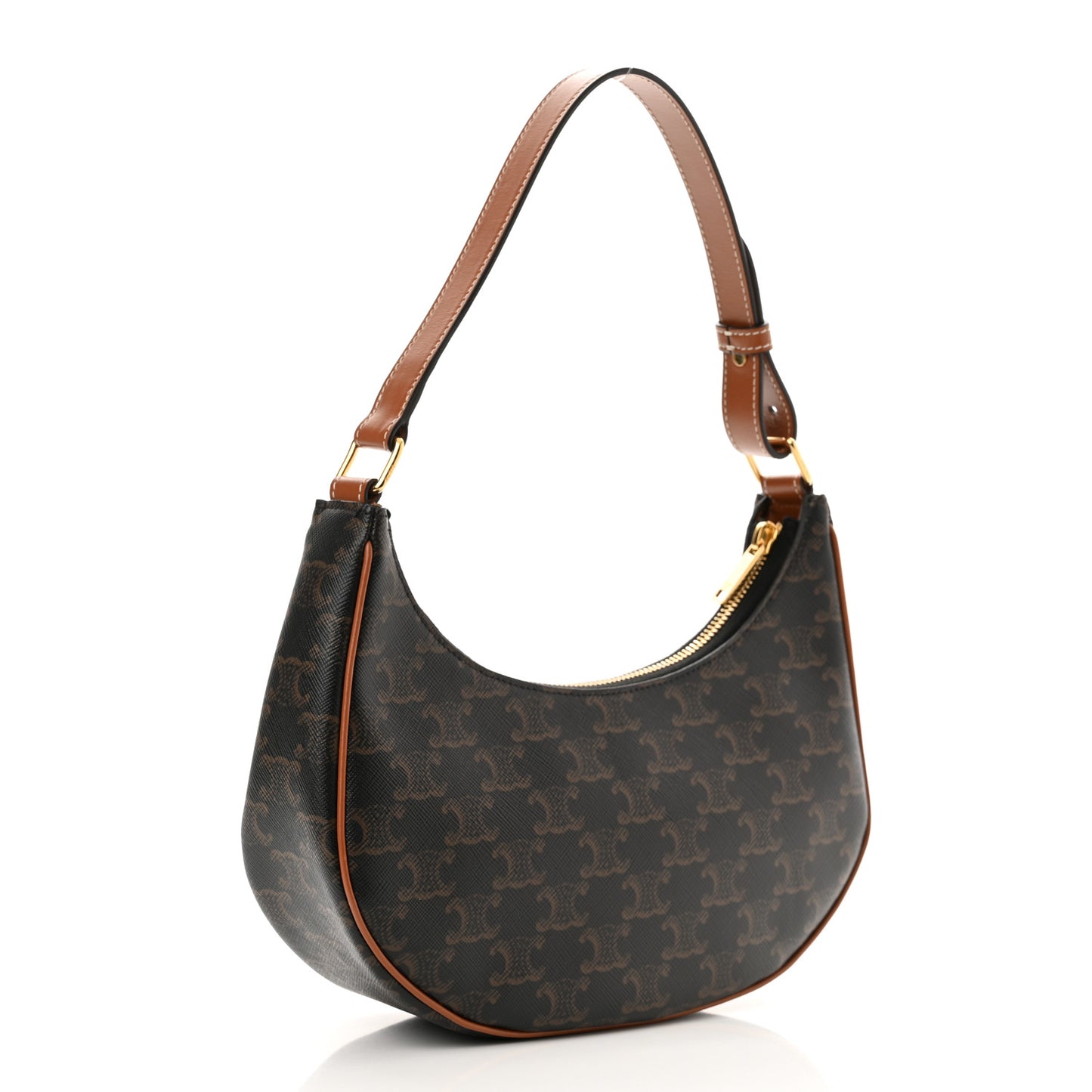 Triomphe Canvas Calfskin Ava Shoulder Bag Tan