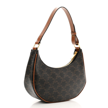 Celine Triomphe Canvas Calfskin Ava Shoulder Bag Tan 3 of 10