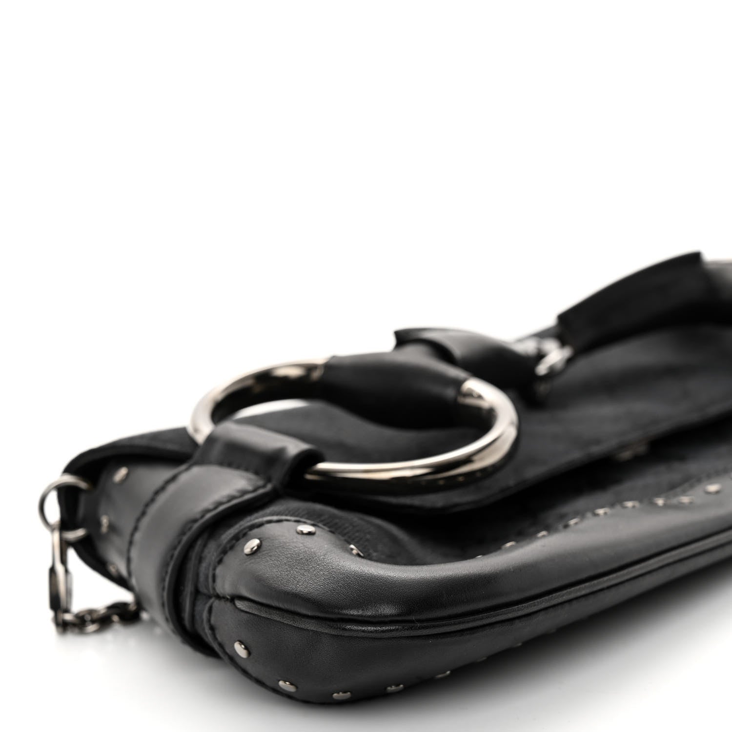 Gucci Monogram Studded Horsebit Clutch Black 9 of 10