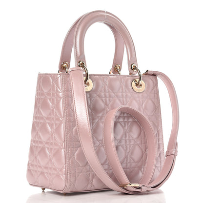 Christian Dior Pearly Lambskin Cannage Medium Lady Dior Lotus 3 of 8