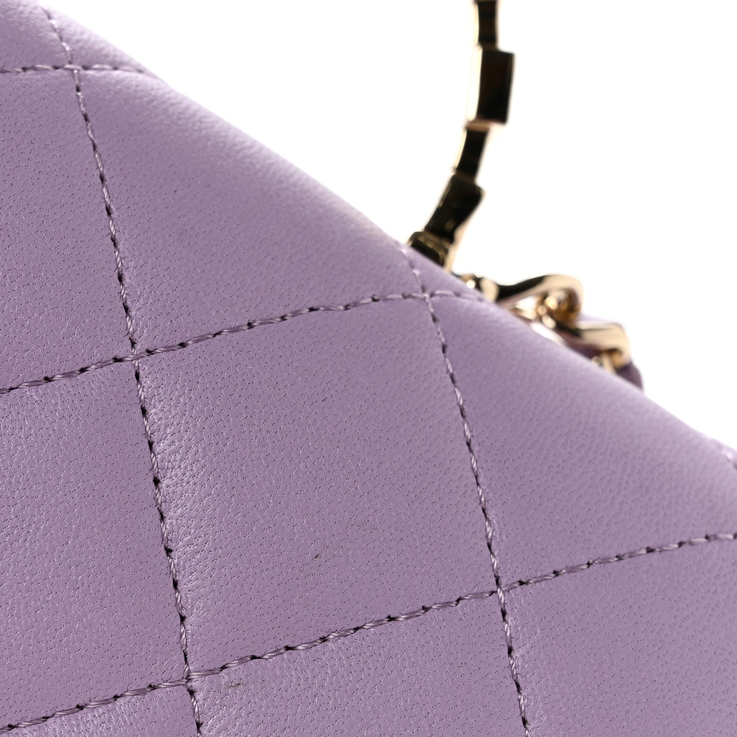 Lambskin Quilted Crystal Top Handle Clutch With Chain Light Purple