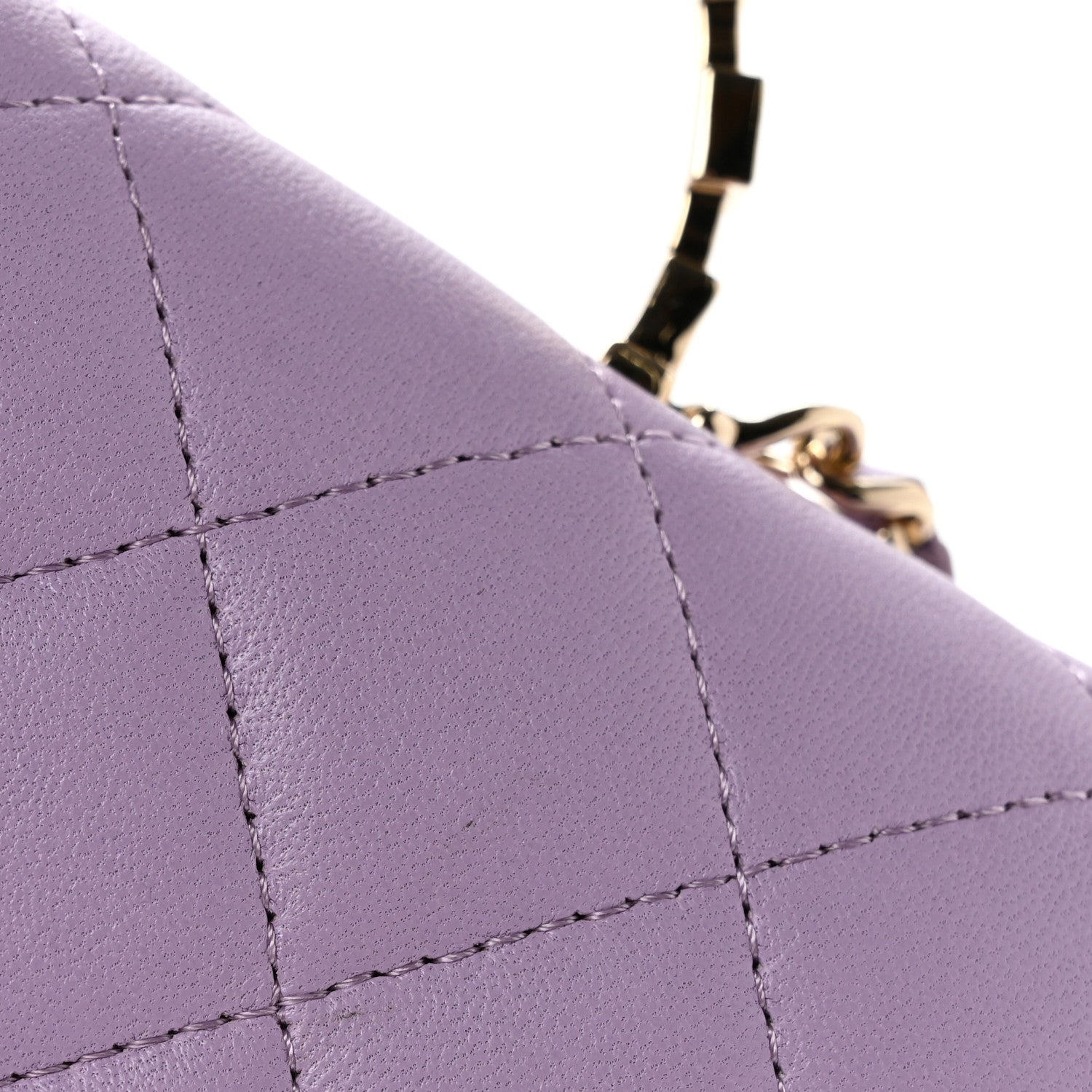 Chanel Lambskin Quilted Crystal Top Handle Clutch With Chain Light Purple 13 of 13