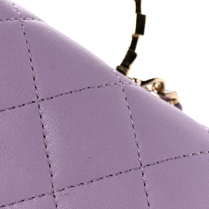 Chanel Lambskin Quilted Crystal Top Handle Clutch With Chain Light Purple 13 of 13
