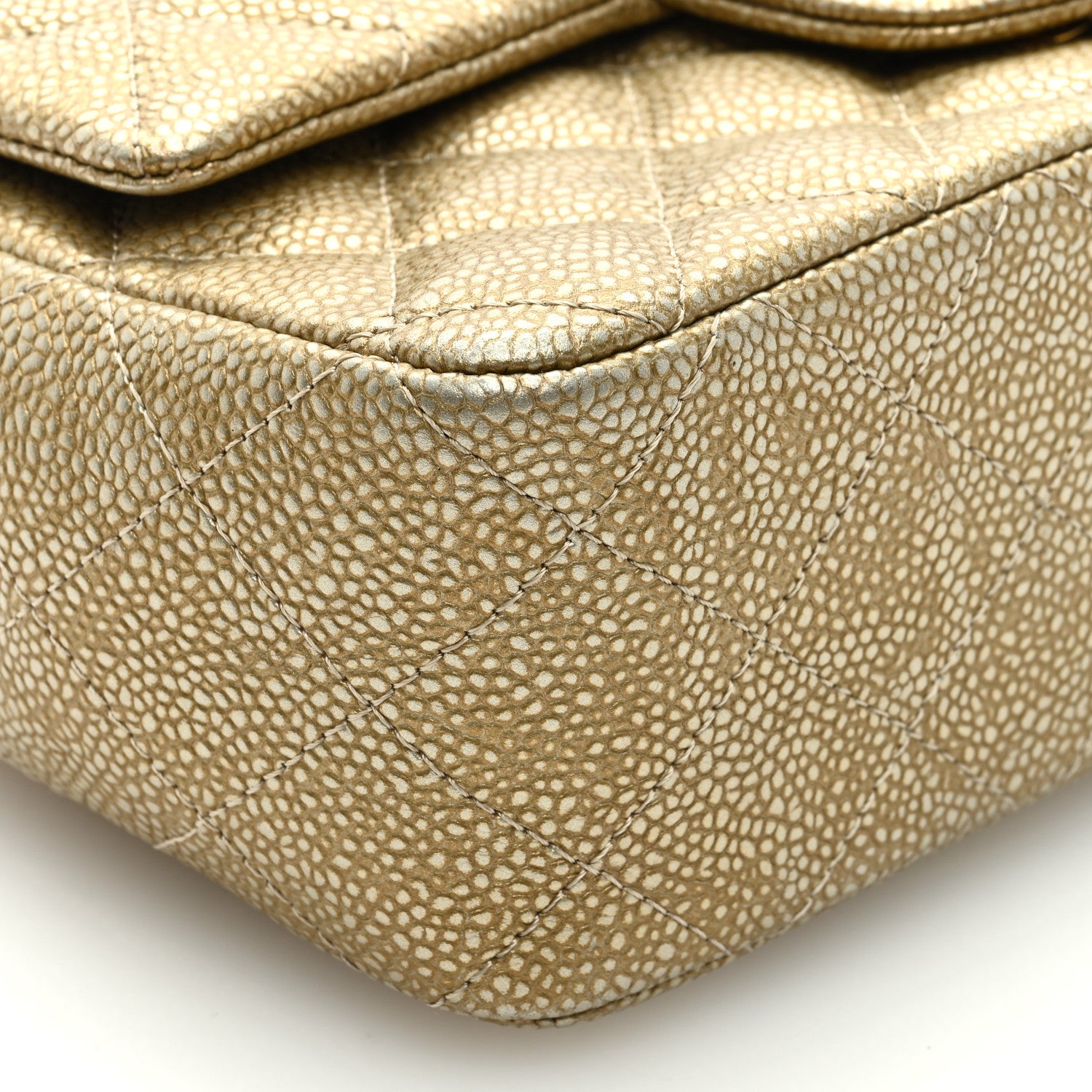 Chanel Metallic Caviar Quilted Mini Rectangular Flap Gold 8 of 10