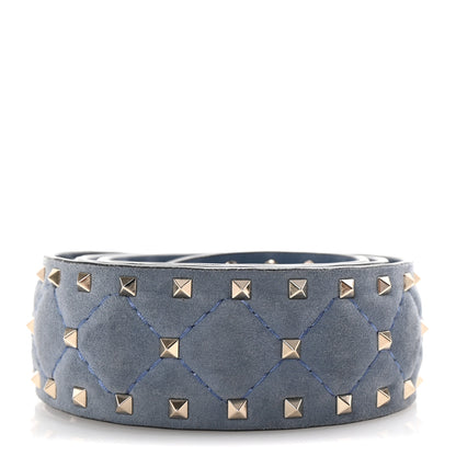 Valentino Garavani Suede Rockstud Spike Shoulder Strap Blue 2 of 4