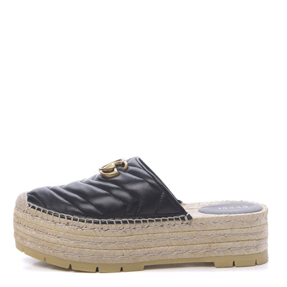 Gucci Nappa Matelasse GG Marmont Platform Espadrille Slippers 38 Black 1 of 9