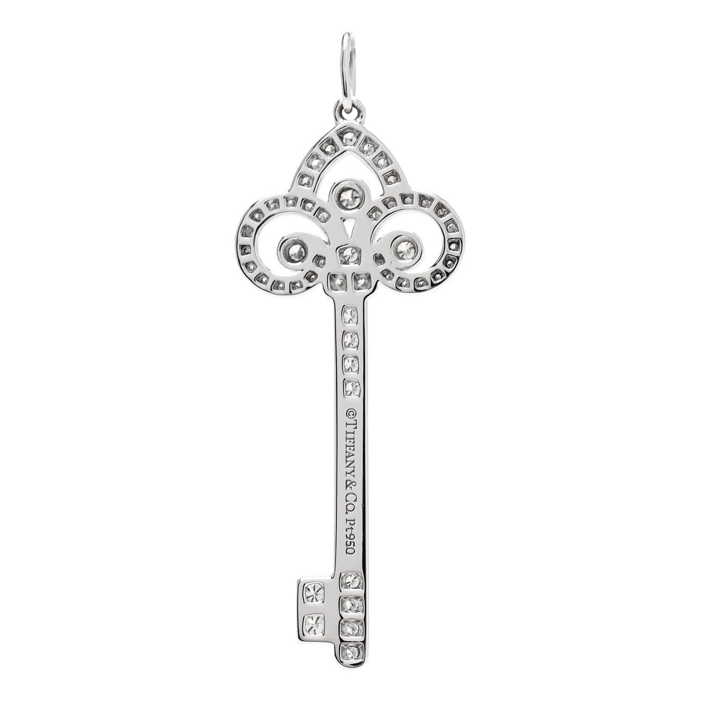 Platinum Diamond .41ct Fleur De Lis Key Pendant